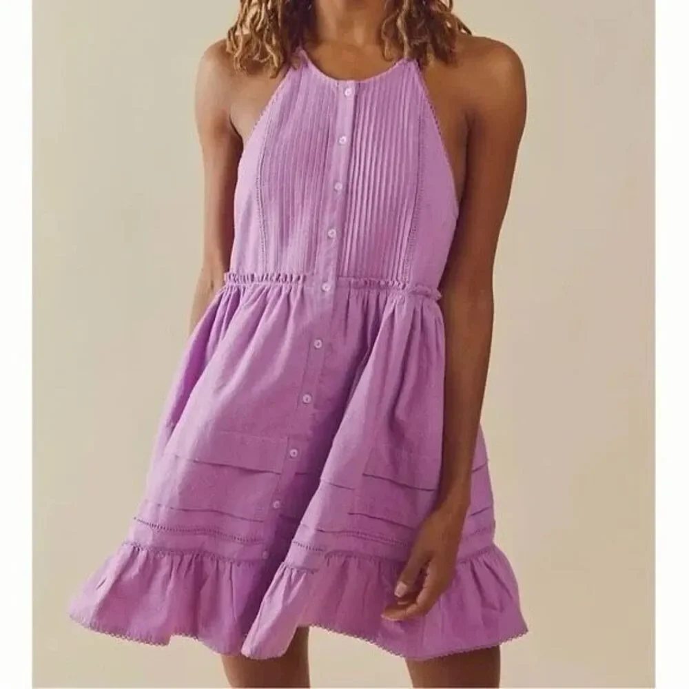 Free People Desert Days Mini Dress in Dramatic Orchid Size Small *would fit medi